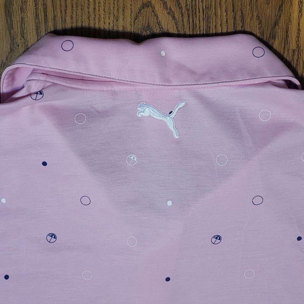 Men’s XL Puma Arnold Palmer Colab Golf Polo Shirt Pink Performance Wear C10 - Picture 8 of 8